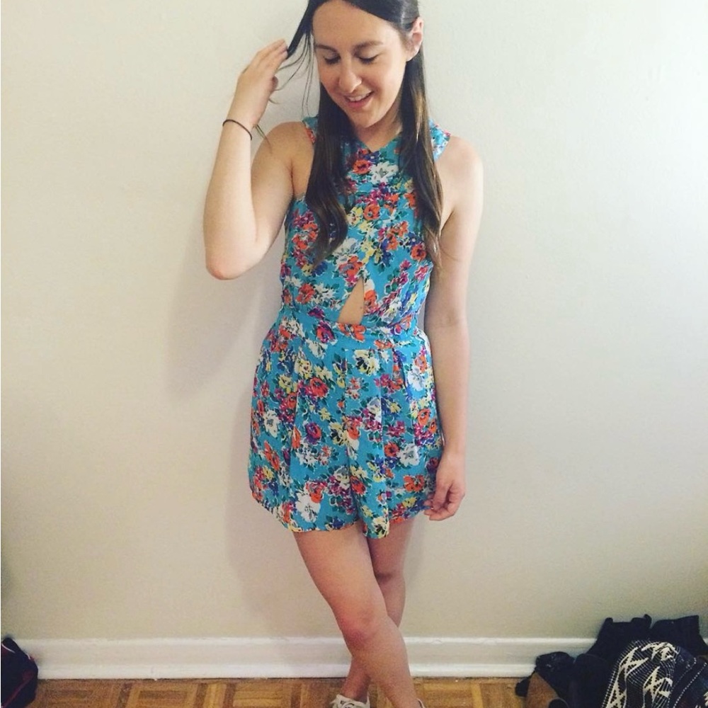 Topshop Floral Blue Romper